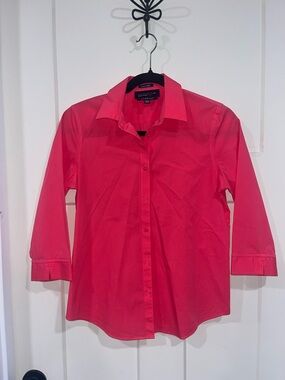 Jones New York Coral-Red Button-Front Shirt